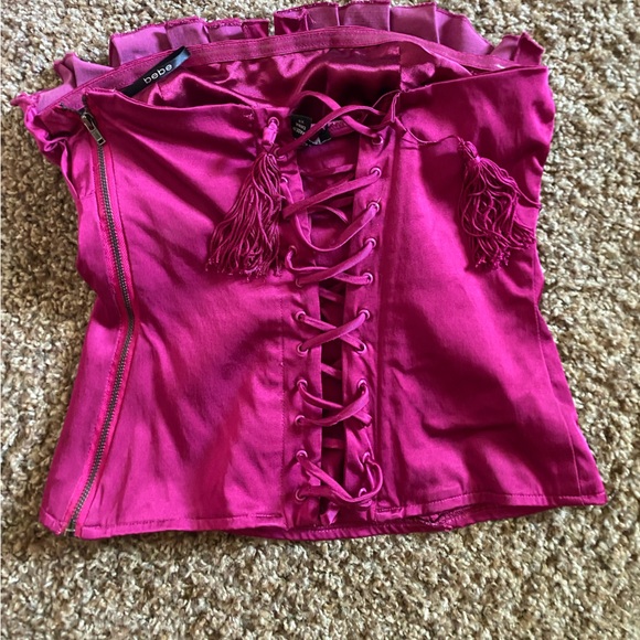 Y2K Pink Bebe Lace Up top - Picture 3 of 3